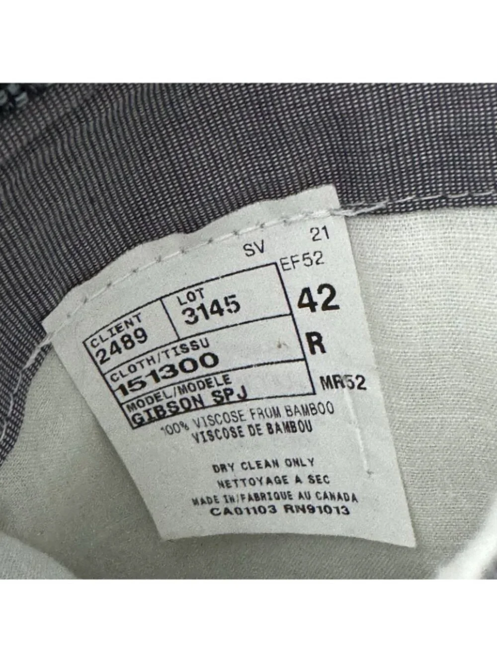 Jack Victor Lewis Gibson 42R Gray Sport Coat Blazer Italy Bamboo Canada